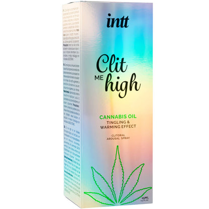 Imagem do INTT RELEASES Óleo Excitante Clitoriano Clit Me High Cannabis 15ml, realçando o frasco e a embalagem.
