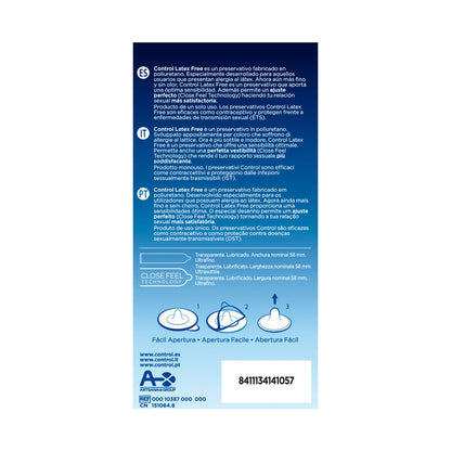 Pack de CONTROL Preservativos Sem Látex Free, 5 unidades, para sensibilidade máxima e segurança.
