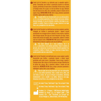 CONTROL Gel Lubrificante Sabor Chocolate com Efeito Aquecedor 75 ML, embalagem do produto