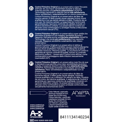 Embalagem de Preservativos CONTROL Finíssimo Original com 6 unidades, destacando a sua finura e o logo da marca.