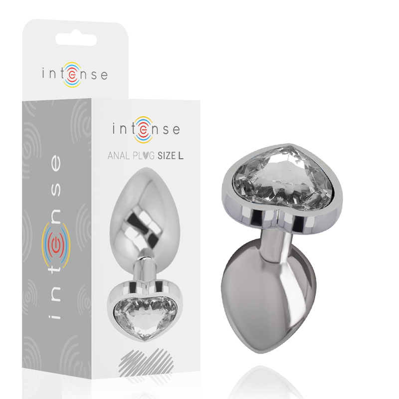 Intense Plug Anal Metal Coração Branco L com joia brilhante