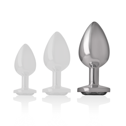 Intense Plug Anal Metal Coração Branco L com joia brilhante