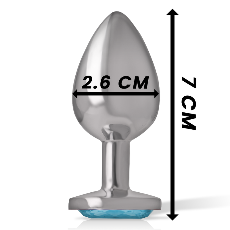 Close-up do Plug Anal INTENSE de Metal com Joia Azul Coração, Tamanho S, mostrando seu design elegante e material.