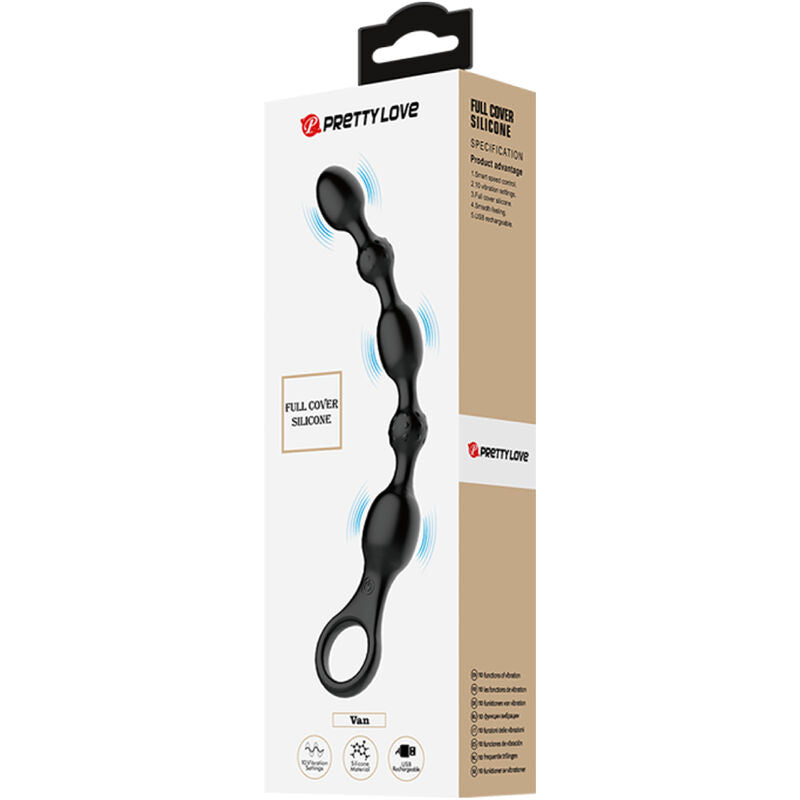 Vibrador Anal de Contas PRETTY LOVE, feito de silicone recarregável, para estimulação anal.