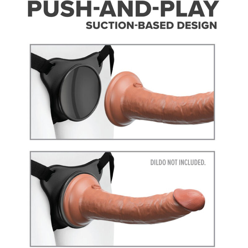 Arnês Body Dock Universal Strap-On PIPEDREAMS com sistema de sucção patenteado para dildos.