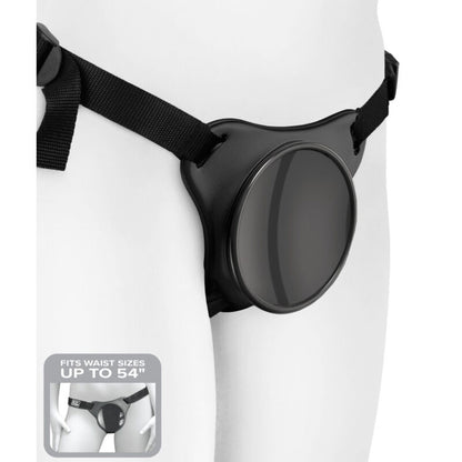 Arnês Body Dock Universal Strap-On PIPEDREAMS com sistema de sucção patenteado para dildos.
