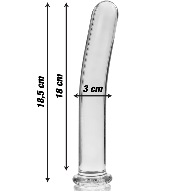 Dildo de Vidrio Borosilicato Transparente Modelo 17 - 18.5 cm