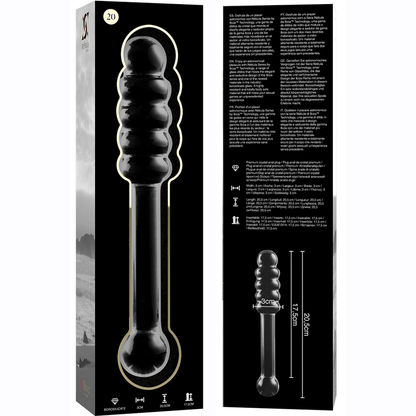 Dildo Modelo 20 Vidrio Borosilicato Transparente 20.5 cm Ø 3 cm