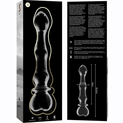 Dildo Modelo 21 Vidro Borosilicato Transparente 20.5 cm