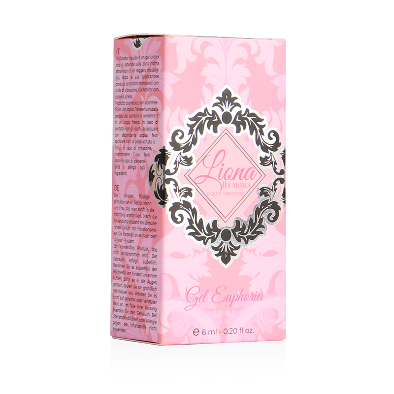 Frasco de LIONA BY MOMA Gel Líquido Vibratório Estimulante Euphoria 6 ML, mostrando o design elegante e o aplicador.
