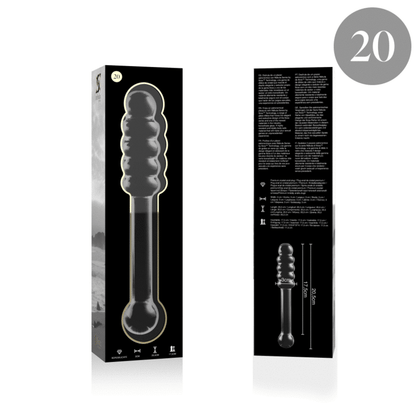 Dildo Modelo 20 Vidrio Borosilicato Transparente 20.5 cm Ø 3 cm