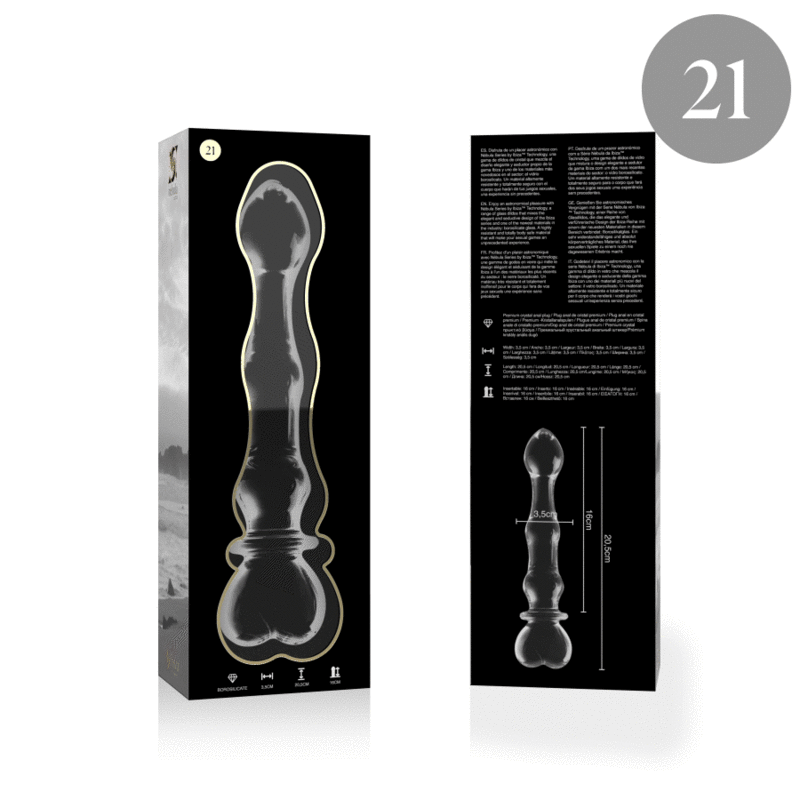 Dildo Modelo 21 Vidro Borosilicato Transparente 20.5 cm