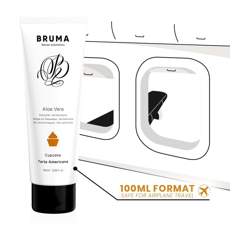 BRUMA Gel Deslizante Aloe Vera Sabor Cupcake 100 ML para lubrificação suave e hidratante.