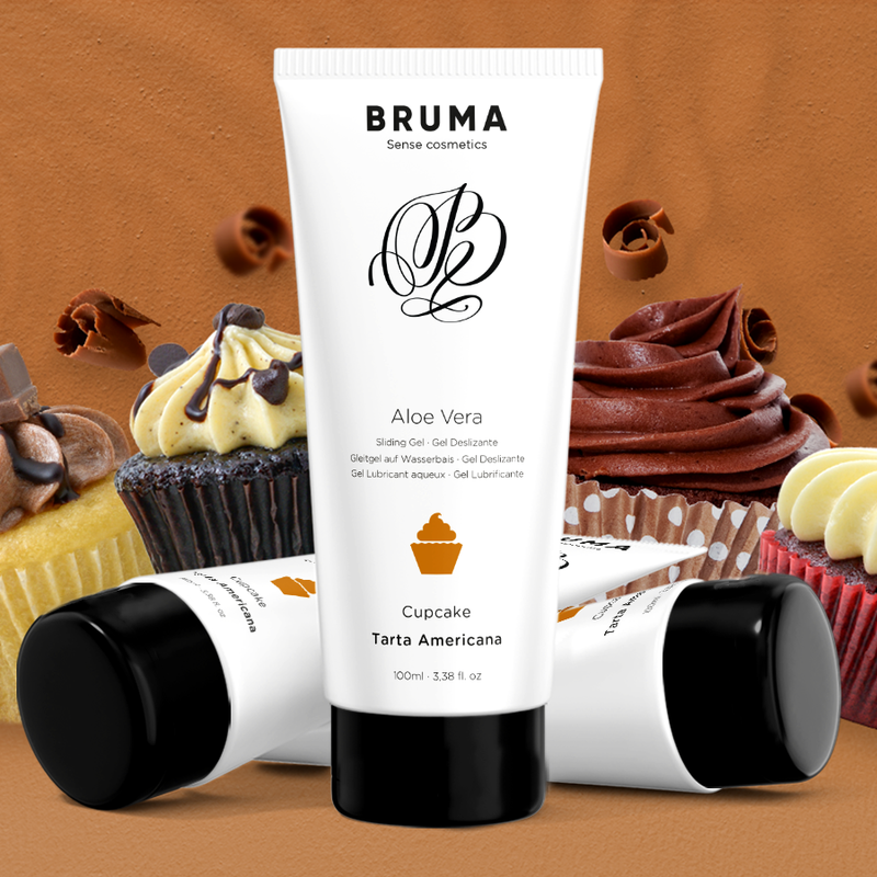 BRUMA Gel Deslizante Aloe Vera Sabor Cupcake 100 ML para lubrificação suave e hidratante.
