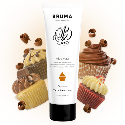 BRUMA Gel Deslizante Aloe Vera Sabor Cupcake 100 ML para lubrificação suave e hidratante.