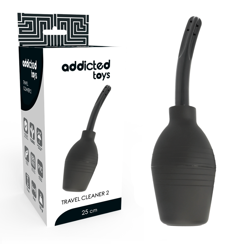 ADDICTED TOYS Squeeze Clean Higienizador Anal Preto para uma limpeza confortável e segura.