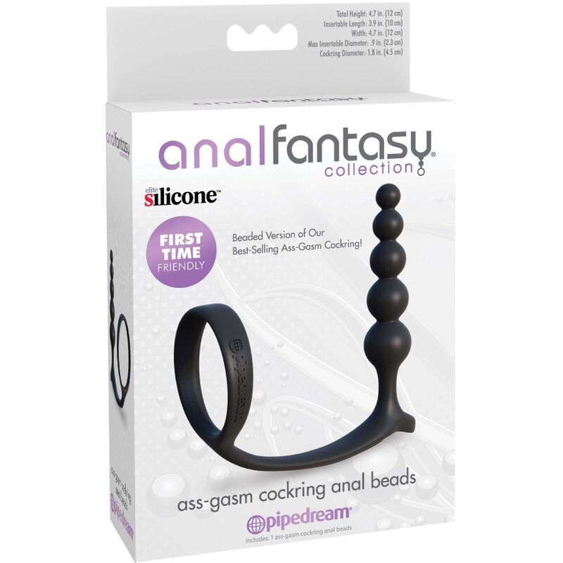 Close-up of the ANAL FANTASY ELITE COLLECTION Ass-Gasm Cockring Bolas Anais, highlighting its silicone texture and beaded design.
