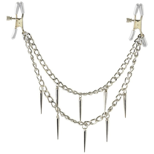 Close-up dos Grampos de Mamilos Ajustáveis FETISH FANTASY SERIES, mostrando os clipes de metal e borboletas.