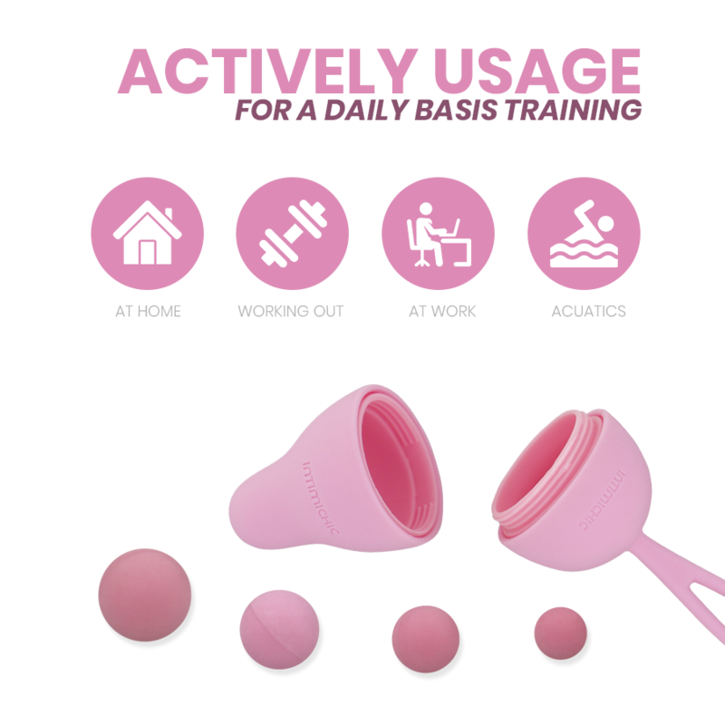 Kit INTIMICHIC Pelvis Health I 2.0 com bolas vaginais para exercícios de Kegel e fortalecimento do assoalho pélvico.
