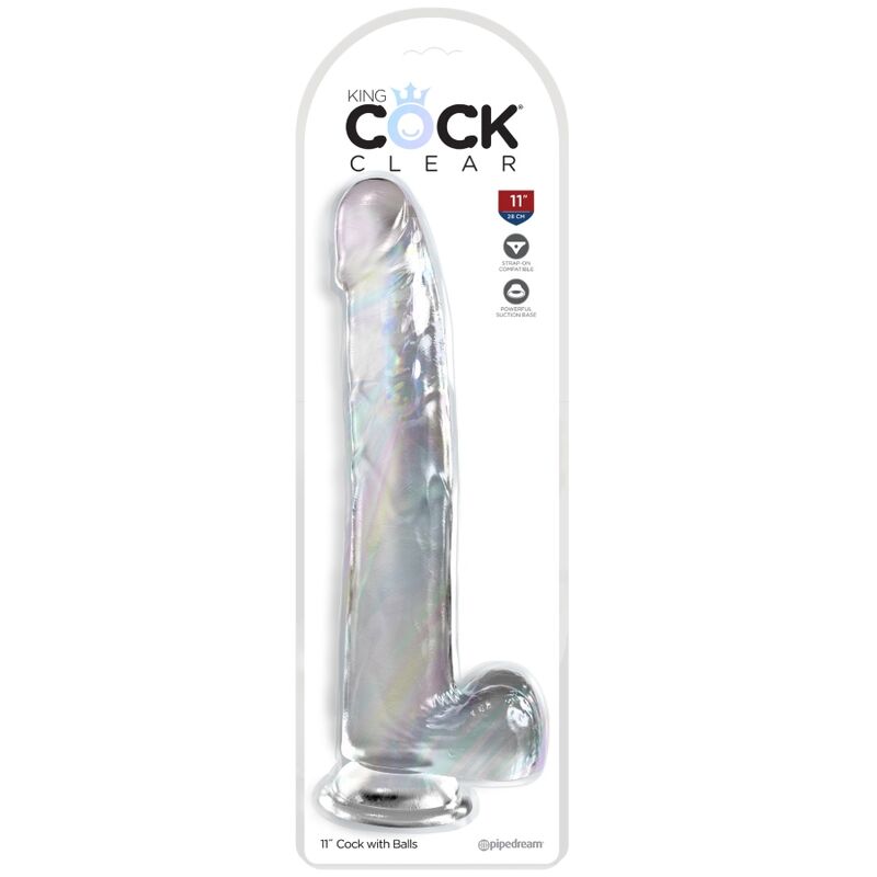 Dildo Clear con Testículos 24.8 cm Transparente