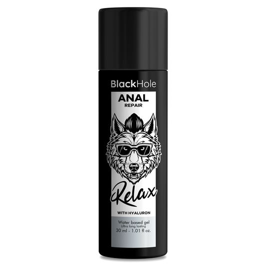 Imagem do Black Hole Lubrificante Anal Relaxante e Dilatador com Hialuron 30ml, mostrando a embalagem do produto.