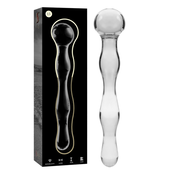 NEBULA SERIES BY IBIZA – Modelo 13 Dildo Vidro Borossilicato Transparente 18 cm × Ø 3,5 cm