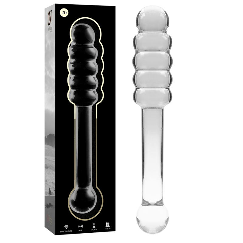 Dildo Modelo 20 Vidrio Borosilicato Transparente 20.5 cm Ø 3 cm