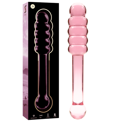 Dildo Modelo 20 Vidrio Borosilicato Transparente 20.5 cm Ø 3 cm