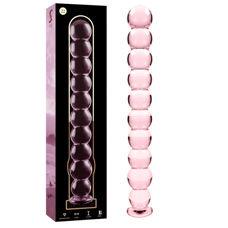 Dildo Modelo 22 de Vidrio Borosilicato Transparente 21.5 cm x 2.5 cm