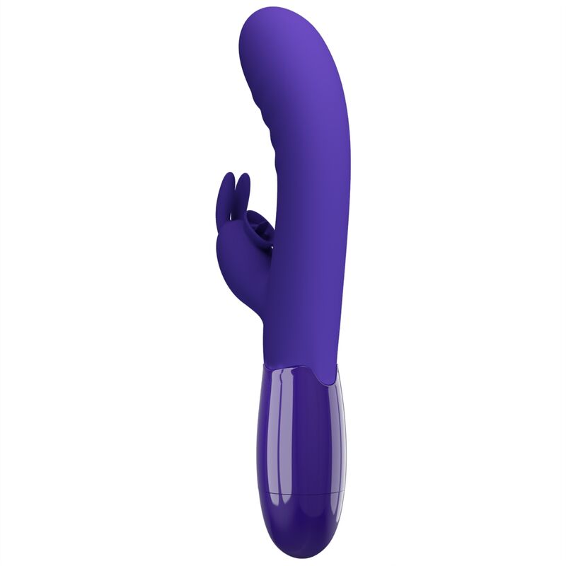 Close-up do Vibrador de Coelho PRETTY LOVE Cerberus Youth Violeta, mostrando seu design ergonómico e estimulador clitoriano.