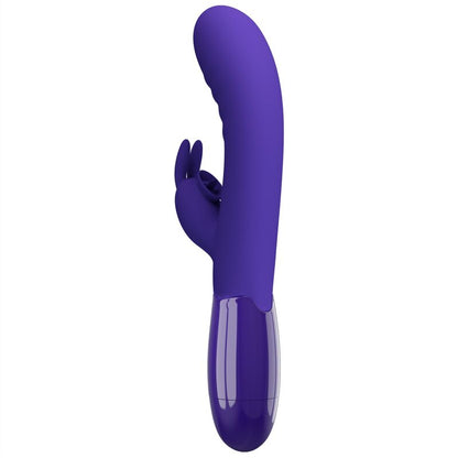 Close-up do Vibrador de Coelho PRETTY LOVE Cerberus Youth Violeta, mostrando seu design ergonómico e estimulador clitoriano.