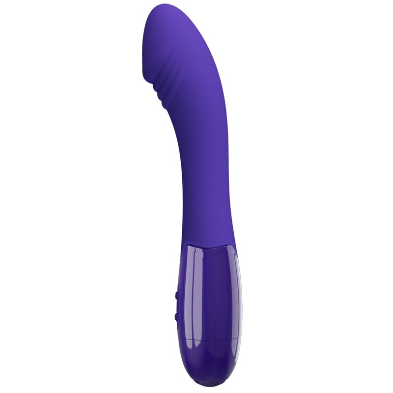 Close-up do Vibrador Dildo PRETTY LOVE Elemental Youth Violeta, mostrando a textura do silicone e o design ergonómico.
