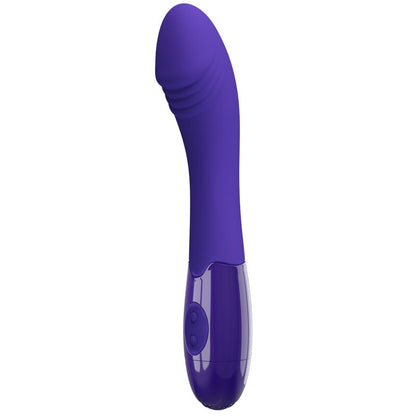 Close-up do Vibrador Dildo PRETTY LOVE Elemental Youth Violeta, mostrando a textura do silicone e o design ergonómico.