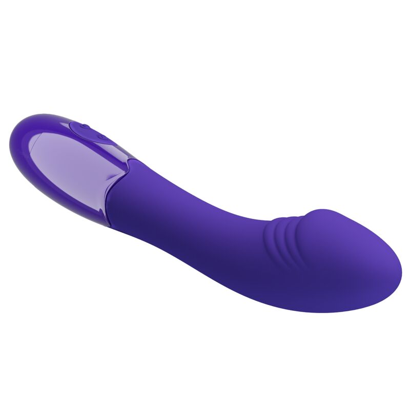 Close-up do Vibrador Dildo PRETTY LOVE Elemental Youth Violeta, mostrando a textura do silicone e o design ergonómico.