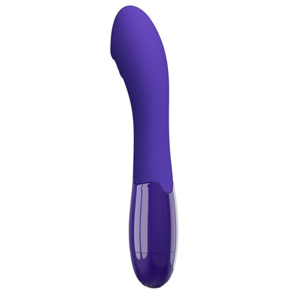 Close-up do Vibrador Dildo PRETTY LOVE Elemental Youth Violeta, mostrando a textura do silicone e o design ergonómico.