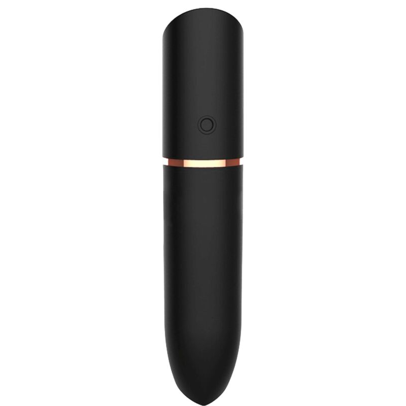 Bala Vibratória ADRIEN LASTIC Rocket preta, compacta e recarregável, para estimulação externa.