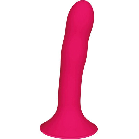 Close-up do vibrador de silicone Adrien Lastic Hitsens 4 Fúcsia, mostrando seu formato ergonômico e cor vibrante.