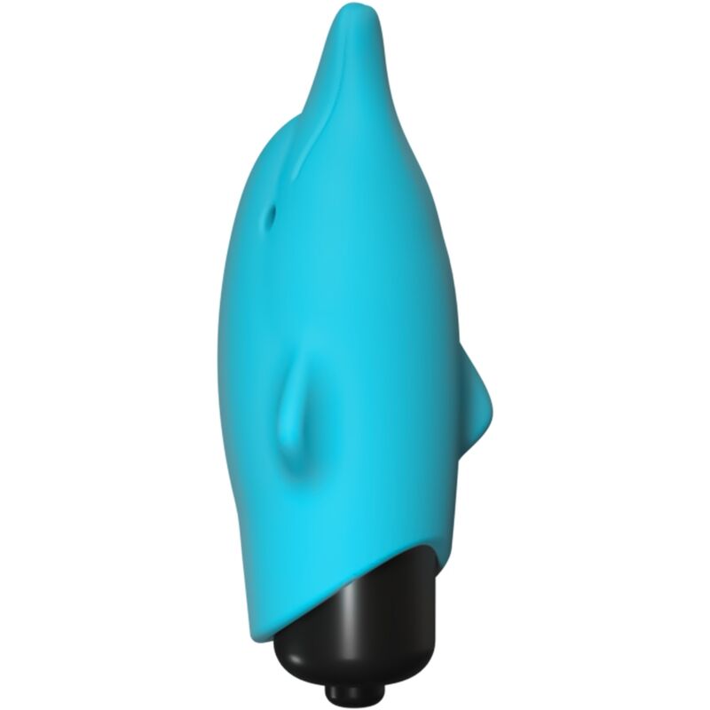 Close-up of the ADRIEN LASTIC Flippy Golfinho Pocket Vibrator, showing its ergonomic dolphin shape and soft silicone texture.