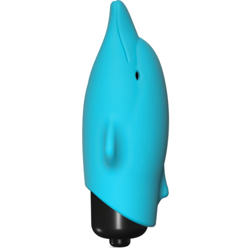 Close-up of the ADRIEN LASTIC Flippy Golfinho Pocket Vibrator, showing its ergonomic dolphin shape and soft silicone texture.