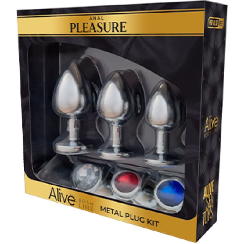 ALIVE Kit Plug Anal Metálico 3 Peças para exploração anal progressiva