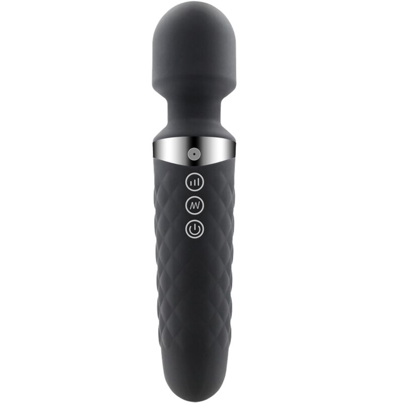 Vibrador massageador varinha ALIVE Be Wanded preto, mostrando o design ergonómico e a cabeça de estimulação.