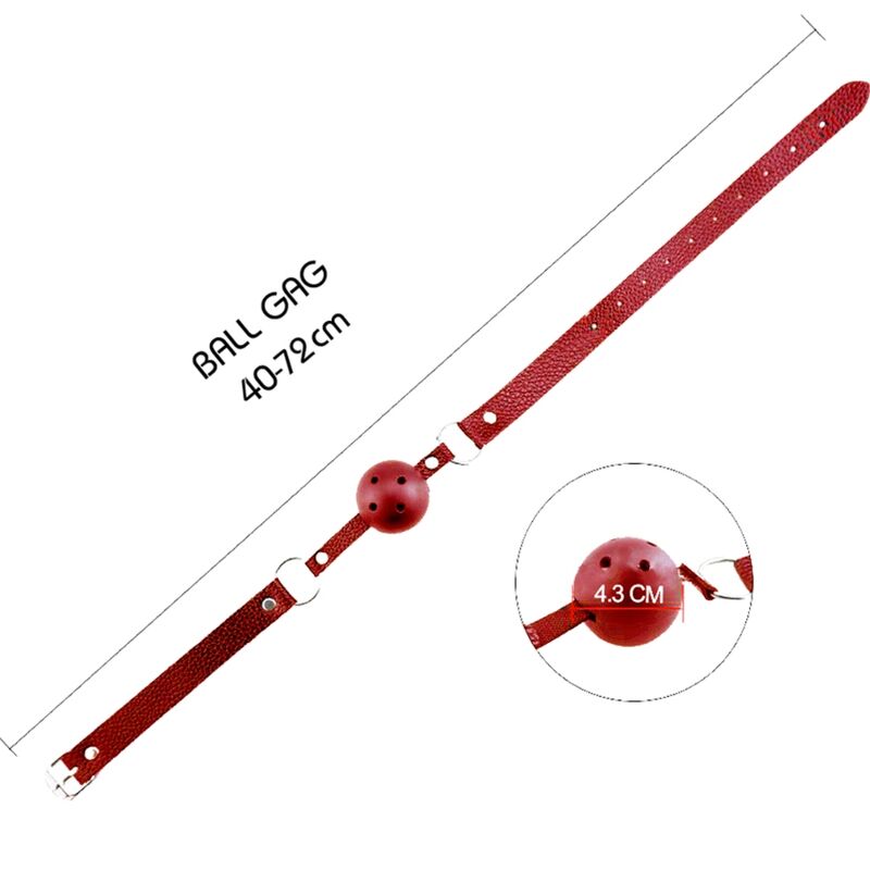 Close-up da Mordaça BDSM Respirável ALIVE Discretion Vermelha, mostrando o design perfurado e o ajuste.