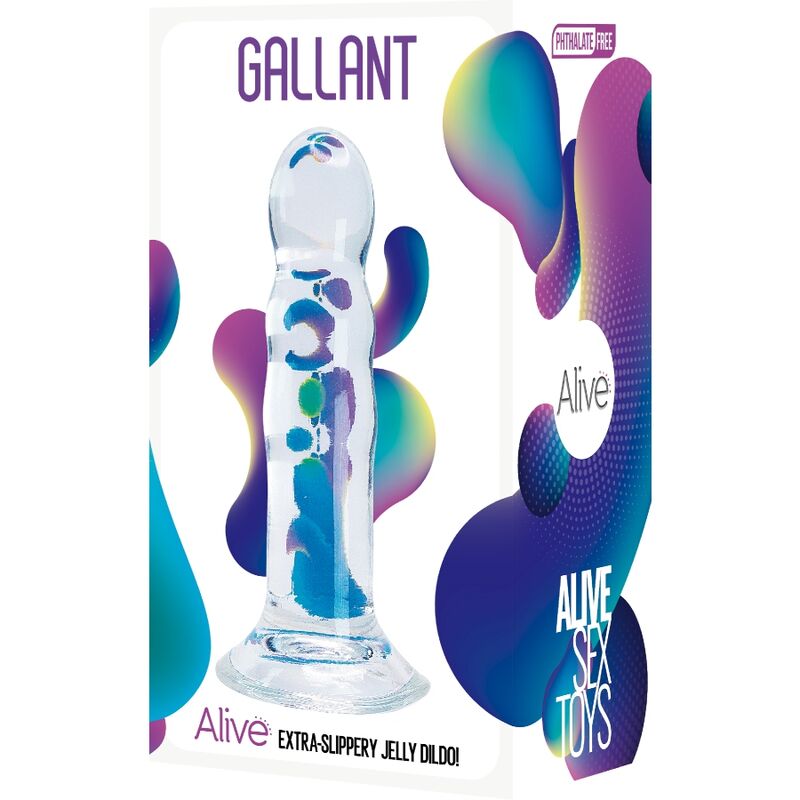ALIVE Dildo Realista Transparente Galante de 14 cm, com detalhes de veias e textura suave para uma experiência autêntica.