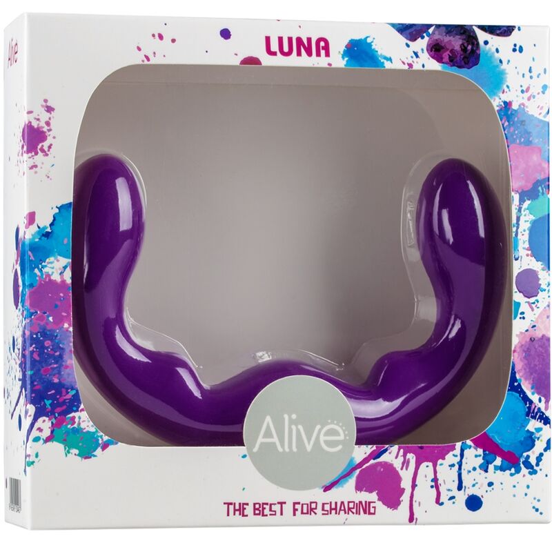 Dildo dupla penetração ALIVE Luna violeta de silicone 25cm