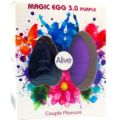 Ovo vibratório ALIVE Magic Egg 3.0 com controlo remoto na cor violeta, destacando seu design compacto e silencioso.