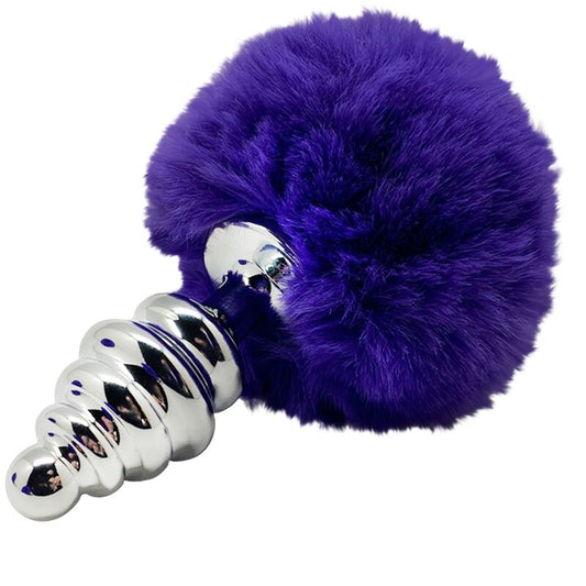 Close-up do Plug Anal ALIVE Espiral Metal Fluffy Dark Violeta Tamanho M.