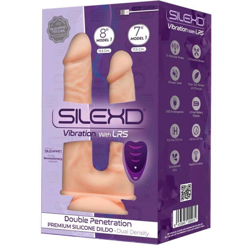 Vibrador de dupla penetração SILEXD com design realista e controle remoto em silicone Silexpan.