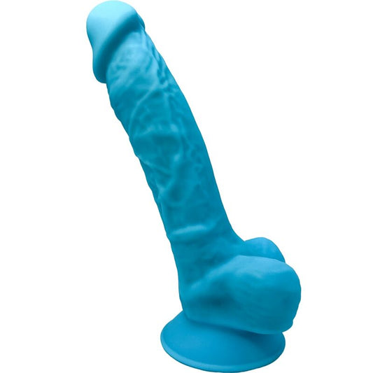 Dildo SILEXD Realístico Silexpan Silicone Azul 17.5 CM com detalhes realistas e base de ventosa.