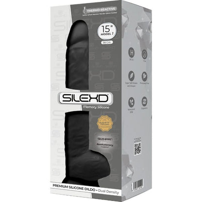 Detalhe do Dildo Realístico Premium SILEXD Silexpan Silicone Preto 38 CM