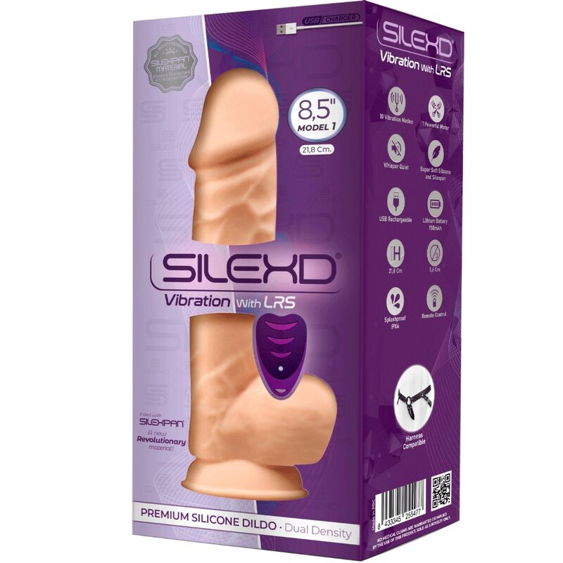 Close-up of the SILEXD Vibrador Pénis Realístico Silicone Silexpan with remote control, showing its realistic texture.
